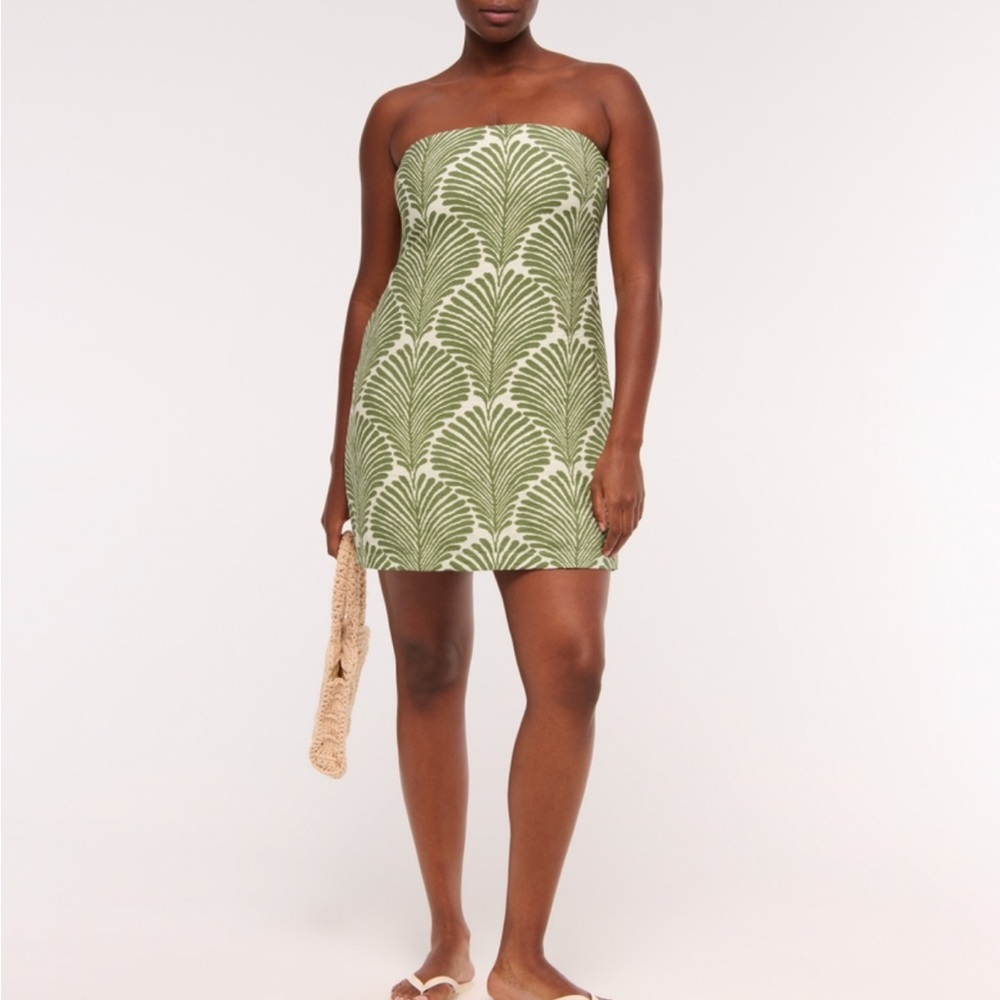 Abercrombie & Fitch Green and White Strapless Mini Dress